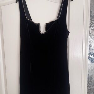 cushe Black Velvet Dress with Rhinestone Trim